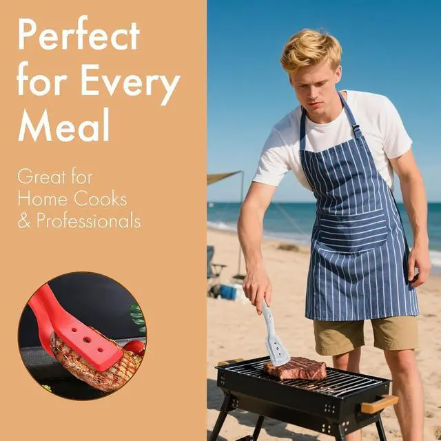 Alt view image 6 of 7 - 2-in-1 Silicone Spatula Tongs - Heat-Resistant Food Turner & Tongs for Flipping Fish, Steak, Pancakes - Non-Scratch, BPA-Free (White)