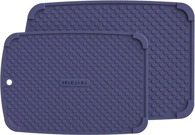 Main image of 2-Pack Silicone Multi-Use Mats (13" & 11") ¨C All-Purpose Hot Pad, Non-Slip Drying Mat, Counter Protector in Dark Blue