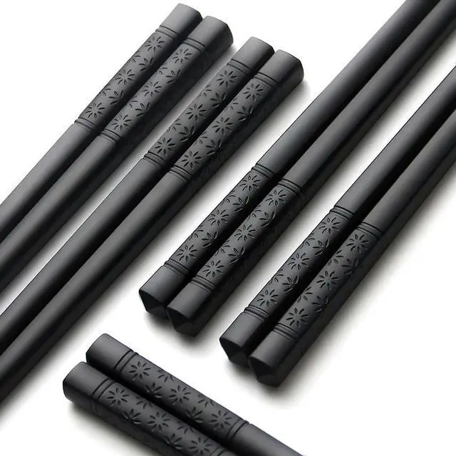 Alt view image 2 of 7 - YFWOOD 5 Pairs Chopsticks, Non-Slip Reusable Chop sticks | Fiberglass Japanese Chinese Chop Sticks Dishwasher Safe, Non-Slip