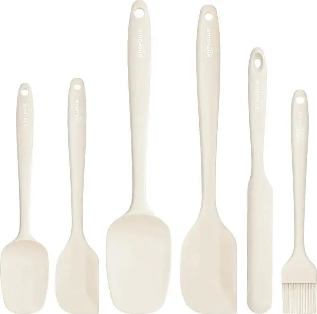 Main image of NileHome 6 Pieces Silicone Spatula Set with Silicone Brush,Mixing-Ivory | Food-Grade Material,Heat Resistant Up to 600°F,Dishwasher Safe,BPA-Free