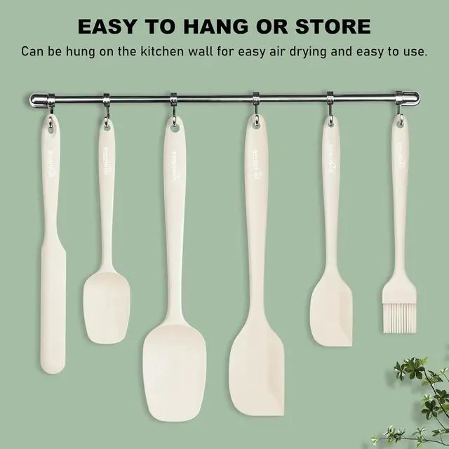 Alt view image 4 of 7 - NileHome 6 Pieces Silicone Spatula Set with Silicone Brush,Mixing-Ivory | Food-Grade Material,Heat Resistant Up to 600°F,Dishwasher Safe,BPA-Free