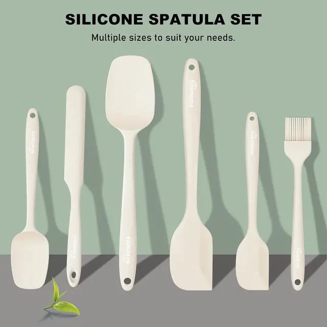 Alt view image 6 of 7 - NileHome 6 Pieces Silicone Spatula Set with Silicone Brush,Mixing-Ivory | Food-Grade Material,Heat Resistant Up to 600°F,Dishwasher Safe,BPA-Free