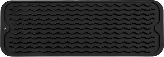 Main image of MicoYang Silicone Dish Drying Mat for Multiple Usage,Easy clean,Eco-friendly,Heat-resistant Silicone Mat for Kitchen Counter,Sink,Bar,Bottle,or Cup Black M 17 inches x 6 inches