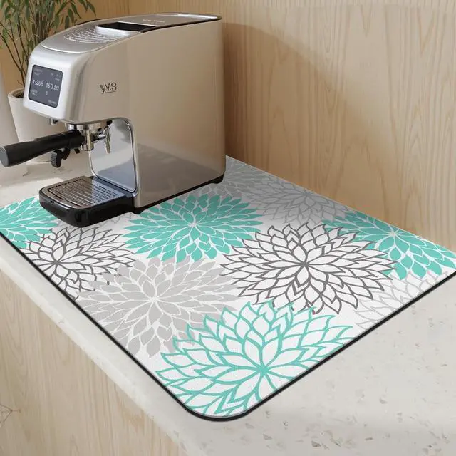 Alt view image 5 of 6 - Dish Drying Mat for Kitchen Counter Matt, 2PCS 19"x12" Dish Drainer Mat & 24"x5.5" Sink Splash Guard, Super Absorbent Non-slip Rubber Backed