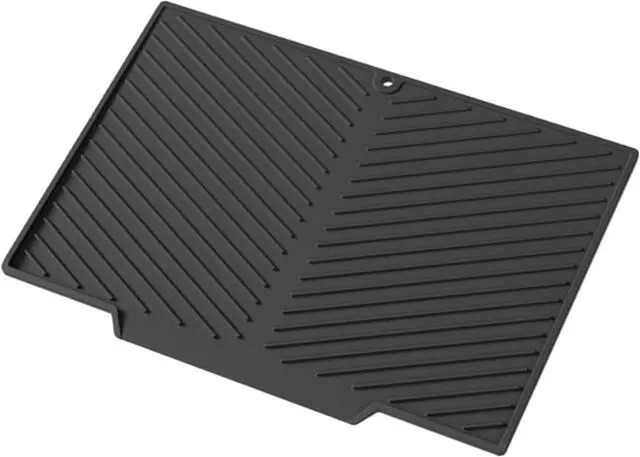 Main image of Dish Drying Mat, Silicone Dish Drying Mat for Kitchen Counter, Dish Drainboard Mat with Built-in Drain, Non-silp, Heat Resistant, Dishwasher Safe (Black, 14.6"x10.3")