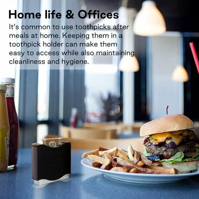 Alt view image 3 of 7 - Fun Toothpick Holder Dispenser with 150 pcs Toothpick | Cute Abs Plastic Toothpick Dispenser, Decorative Tabletop Organizer, Black Kitchen Dining Decoration