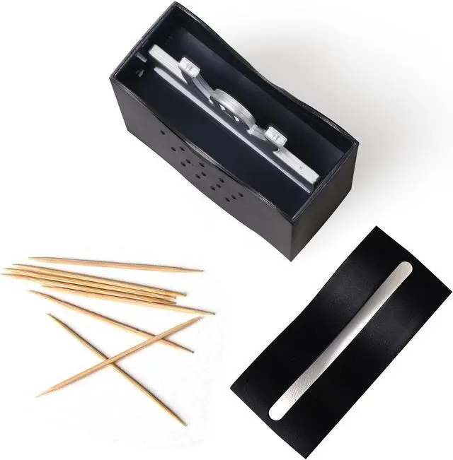 Alt view image 6 of 7 - Fun Toothpick Holder Dispenser with 150 pcs Toothpick | Cute Abs Plastic Toothpick Dispenser, Decorative Tabletop Organizer, Black Kitchen Dining Decoration