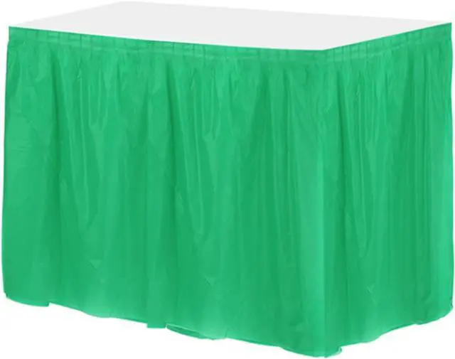 Main image of MECCANIXITY Dark Green Plastic Table Skirts,29 in x 14 Ft Table Covers | Disposable Rectangle Tables Skirts for ,for Birthday Wedding Party