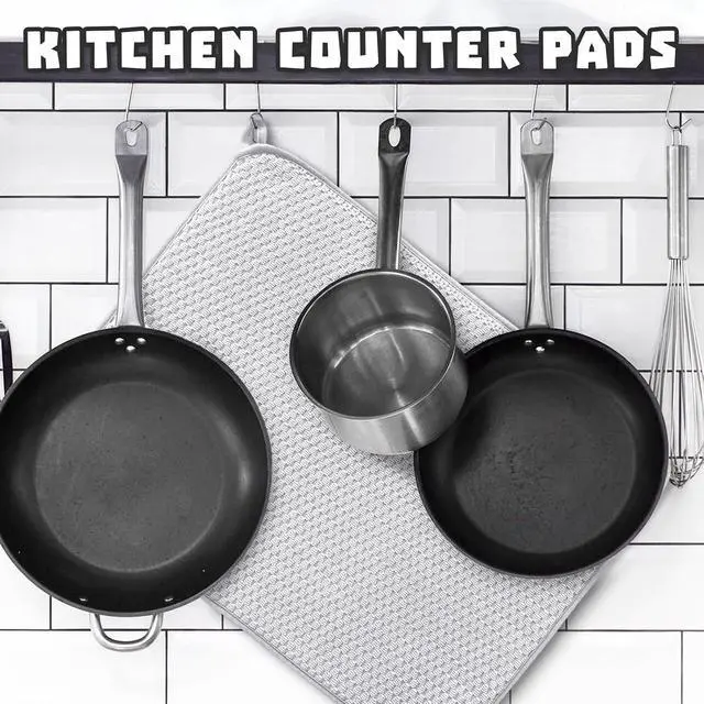 Alt view image 4 of 7 - 2Pcs XXL Dish Drying Mat,Absorbent Microfiber Dish Drainer Mats,Kitchen Counter Pads for Coffee Countertops,Sinks,Draining Racks(24×17",Gray)