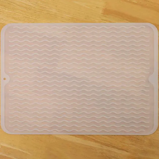 Main image of MicoYang Silicone Dish Drying Mat Quick-Dry Ridges Counter & Sink Pad, Heat-Resistant Trivet to 450°F, Non-Slip & Dishwasher Safe, Roll-Up Storage, 18 Colors & 9 Sizes (Translucent, 16"×12")