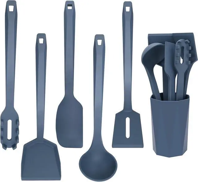Main image of Kitchen Silicone Cooking Utensils Set of 6 with Holder, 600F Heat Resistant, BPA Free Cleanup