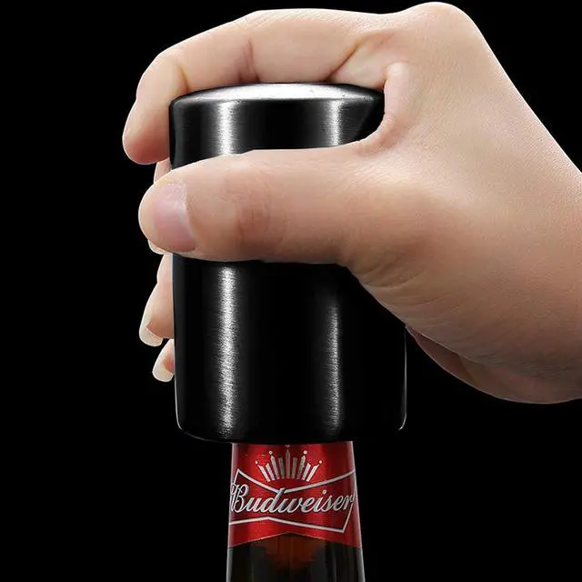 Alt view image 2 of 7 - Father's Day Gift for Dad, YUDANSI Push Down Bottle Opener, Automatic Beer Openers, Stainless Steel Bottle Cap Mover, Funny Kitchen Gadgets, Beer Bar Accessories Gifts for Him BF, Magnetic Corkscrew