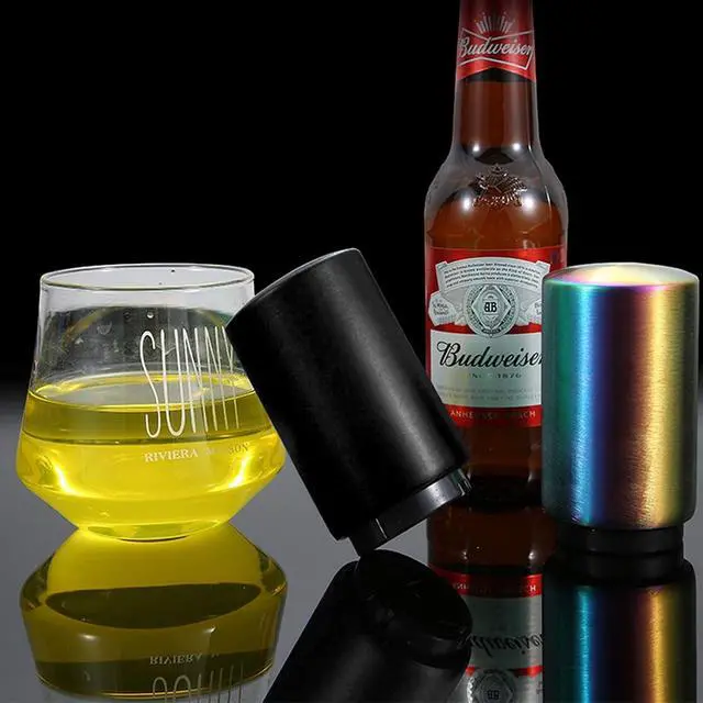 Alt view image 6 of 7 - Father's Day Gift for Dad, YUDANSI Push Down Bottle Opener, Automatic Beer Openers, Stainless Steel Bottle Cap Mover, Funny Kitchen Gadgets, Beer Bar Accessories Gifts for Him BF, Magnetic Corkscrew