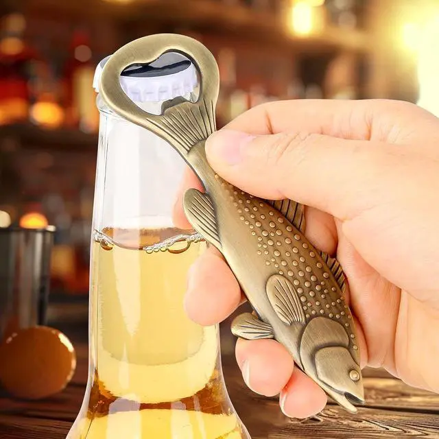 Alt view image 3 of 7 - LKKCHER Bass Beer Bottle Opener, Fishing Gifts for Fisherman, Bass Fish Decoration, Bronze Zinc Alloy with Gift Bag
