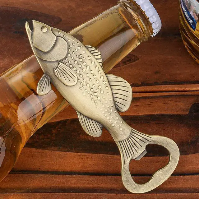 Alt view image 2 of 7 - LKKCHER Bass Beer Bottle Opener, Fishing Gifts for Fisherman, Bass Fish Decoration, Bronze Zinc Alloy with Gift Bag