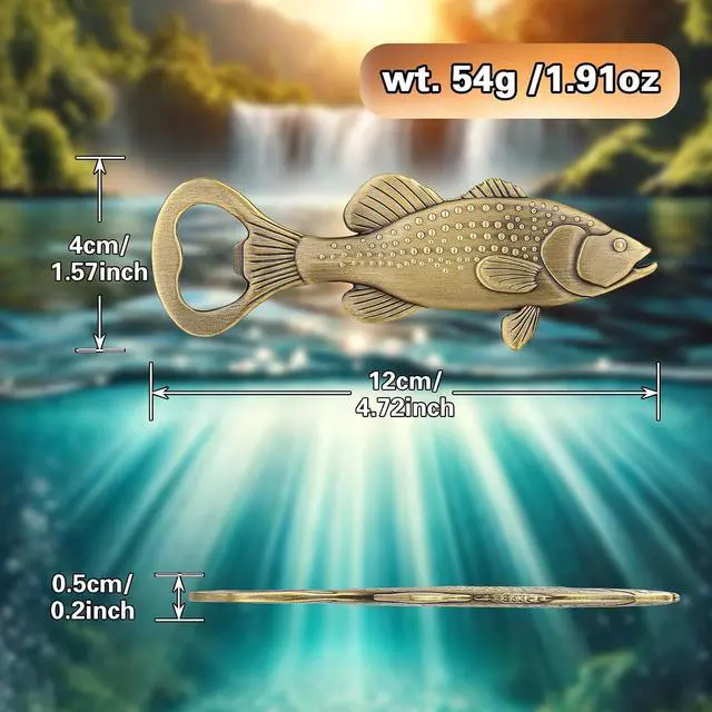 Alt view image 7 of 7 - LKKCHER Bass Beer Bottle Opener, Fishing Gifts for Fisherman, Bass Fish Decoration, Bronze Zinc Alloy with Gift Bag
