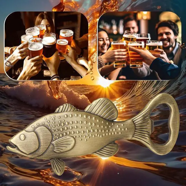 Alt view image 5 of 7 - LKKCHER Bass Beer Bottle Opener, Fishing Gifts for Fisherman, Bass Fish Decoration, Bronze Zinc Alloy with Gift Bag