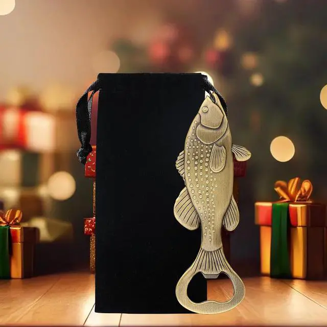 Alt view image 6 of 7 - LKKCHER Bass Beer Bottle Opener, Fishing Gifts for Fisherman, Bass Fish Decoration, Bronze Zinc Alloy with Gift Bag
