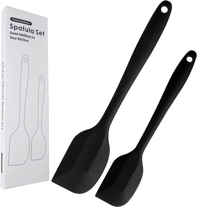 Main image of Silicone Spatula Set 2 Pcs Heat Resistant Rubber Spatula for Non-stick Cookware BPA Free (Black)