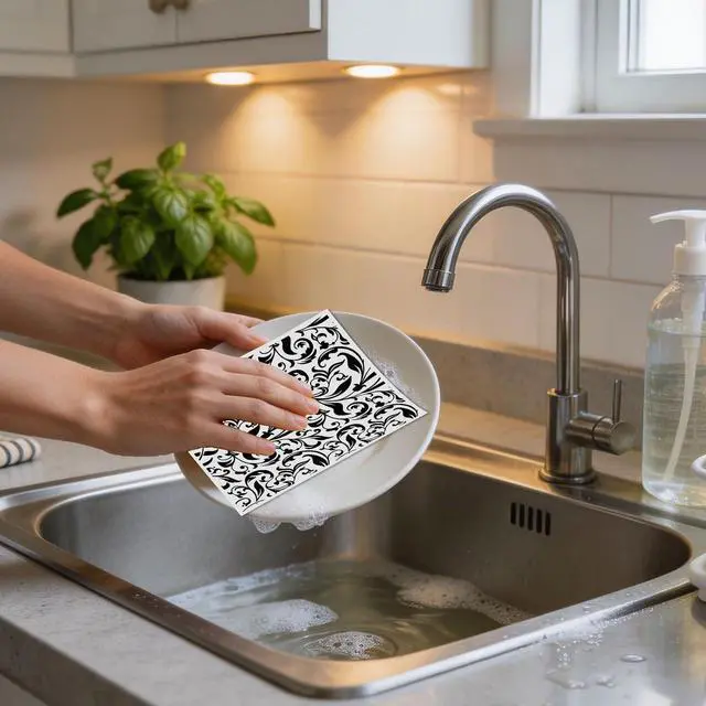 Alt view image 5 of 7 - Reusable Swedish Dishcloths for Kitchen, Geometric Dish Cloths | 6 Pcs, Absorbent Modern Design, Cellulose Cleaning Towels Wipes, Cooking Home Decor Housewarming Gifts