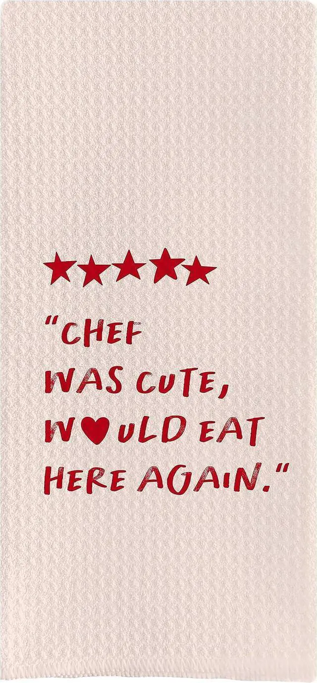 Main image of DOTAIN Funny Kitchen Towel, Chef Would Eat Here Again Waffle Weave Dish Towel Cloth Decor, Kitchen Decor, Chef Gifts (24x16inch)