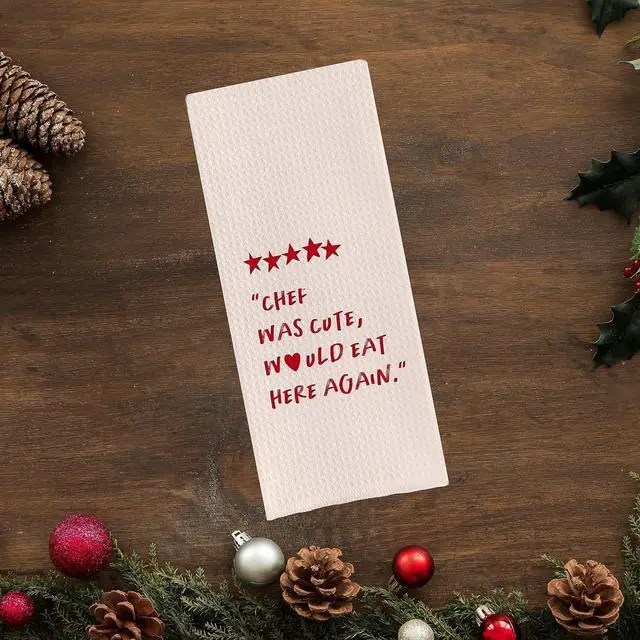 Alt view image 2 of 4 - DOTAIN Funny Kitchen Towel, Chef Would Eat Here Again Waffle Weave Dish Towel Cloth Decor, Kitchen Decor, Chef Gifts (24x16inch)