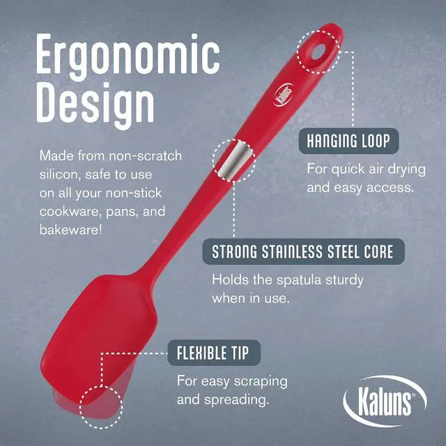 Alt view image 4 of 7 - Kaluns Silicone Spatula Set, 4 Rubber Spatulas 600°F Heat Resistant, Nonstick Seamless Design with Stainless Steel Core, Dishwasher Safe, BPA free, Bonus Tongs Included