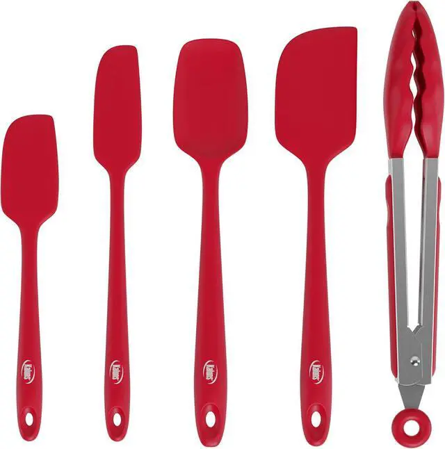 Alt view image 7 of 7 - Kaluns Silicone Spatula Set, 4 Rubber Spatulas 600°F Heat Resistant, Nonstick Seamless Design with Stainless Steel Core, Dishwasher Safe, BPA free, Bonus Tongs Included