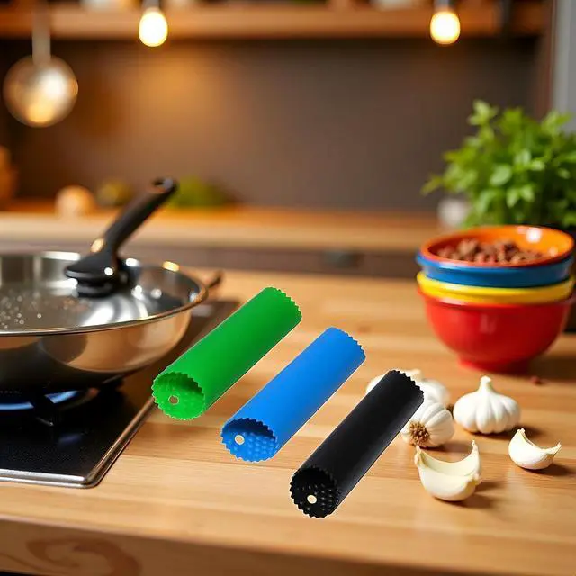 Alt view image 3 of 7 - 3 Pcs Garlic Peeler Skin Remover Roller Keeper,Easy Quick to Peeled Garlic Cloves with Best Silicone Tube Roller Garlic Peeling Press Tube Kitchen Tool