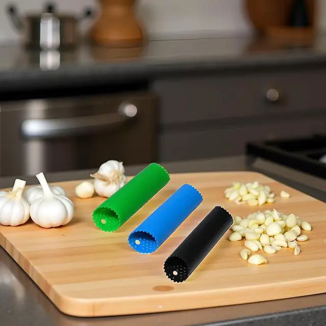 Alt view image 5 of 7 - 3 Pcs Garlic Peeler Skin Remover Roller Keeper,Easy Quick to Peeled Garlic Cloves with Best Silicone Tube Roller Garlic Peeling Press Tube Kitchen Tool