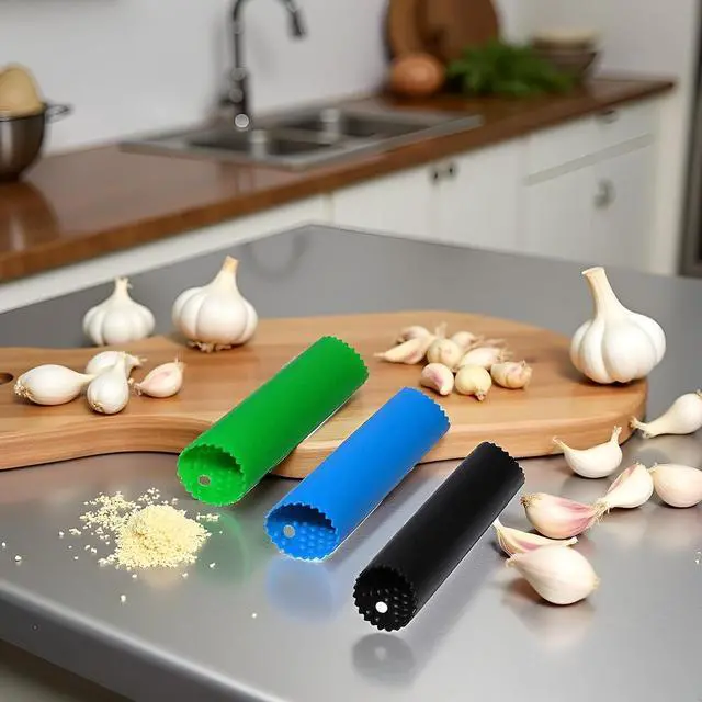 Alt view image 4 of 7 - 3 Pcs Garlic Peeler Skin Remover Roller Keeper,Easy Quick to Peeled Garlic Cloves with Best Silicone Tube Roller Garlic Peeling Press Tube Kitchen Tool