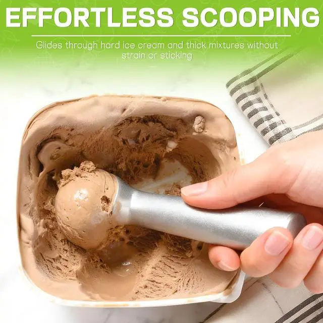Alt view image 4 of 7 - Ice Cream Scoop,Silver Aluminum Ice Cream Scooper,7.3 Inches One-Piece Design Nonstick Cookie Spoon,Durable,Easy to Clean