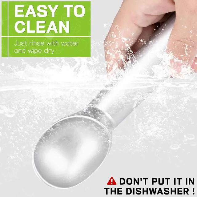 Alt view image 7 of 7 - Ice Cream Scoop,Silver Aluminum Ice Cream Scooper,7.3 Inches One-Piece Design Nonstick Cookie Spoon,Durable,Easy to Clean