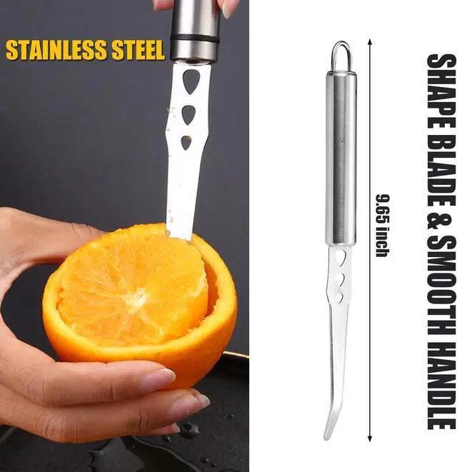 Alt view image 4 of 7 - Stainless Steel Fruit Knife Orange Peeler Tools Grapefruit Utensils Tool for Citrus Lemon Kiwi Salads Melon Lime Pitaya Apple
