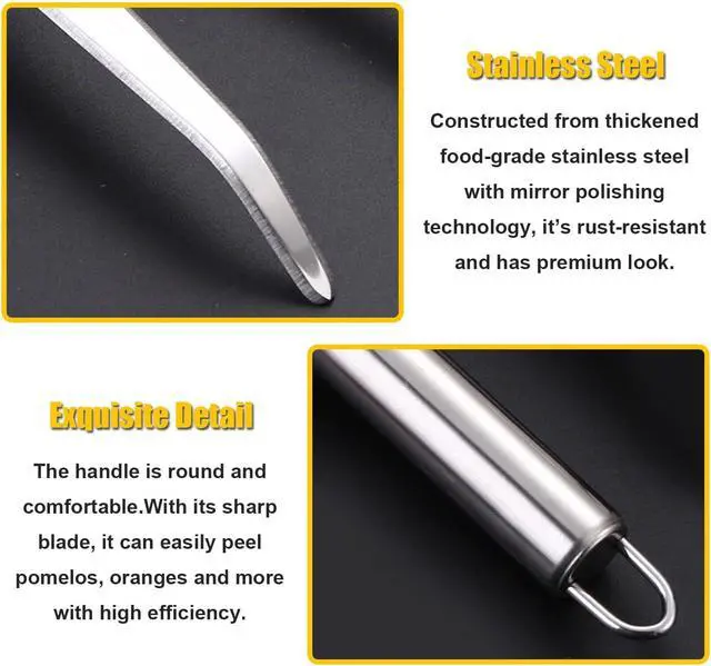 Alt view image 2 of 7 - Stainless Steel Fruit Knife Orange Peeler Tools Grapefruit Utensils Tool for Citrus Lemon Kiwi Salads Melon Lime Pitaya Apple