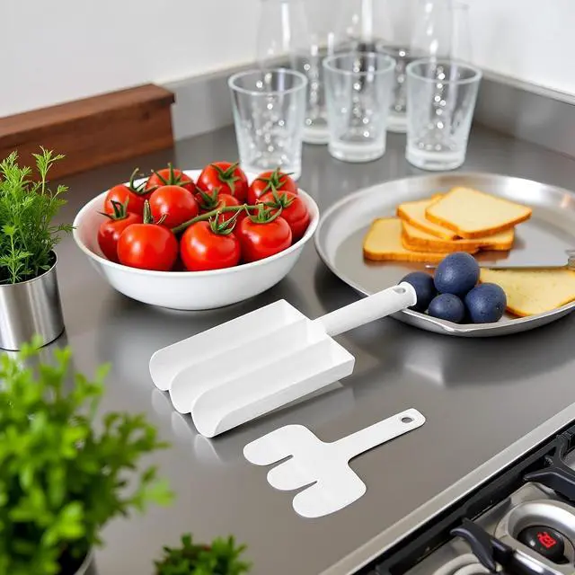 Alt view image 4 of 7 - White Creative Kitchen Triple Meatball Maker, Meat Ball Scoop with Cutting Spade Ball Maker, None-Stick Meatball Maker Melon Ballers Fruit and Vegetable Tools
