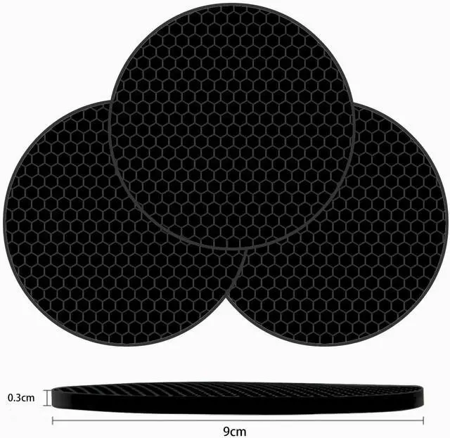 Alt view image 2 of 7 - TENOC Silicone Non-Slip, Heat Resistant & Water-Trapping Trivet Mats for Water Glasses & Teacup & Coffee Cup & Dishes & Cookware, Multipurpose Kitchen Table Coaster, 3.5-Inch, 3 Pcs, Black