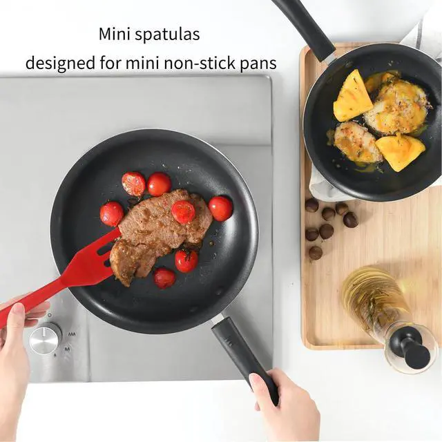 Alt view image 6 of 7 - Small Spatula, 2 PCS Mini Tiny Flexible Silicone Kitchen Turner Spatulas Set for Nonstick Cookware