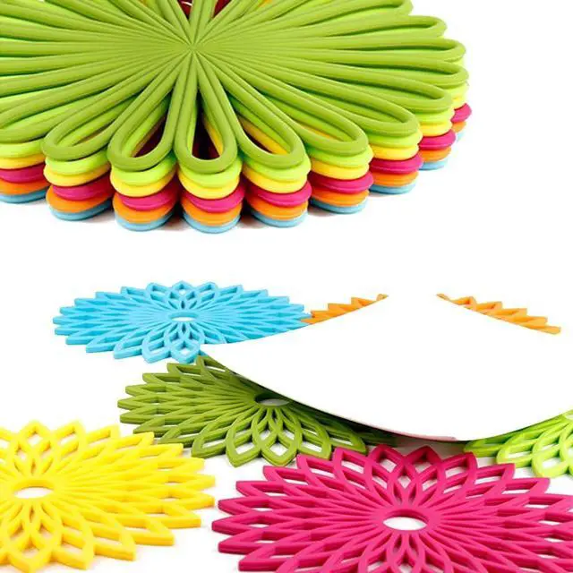 Alt view image 7 of 7 - ME.FAN Silicone Trivet Mat - Kitchen Hot Pads for Pots & Dish - Insulated Teapot Trivet - Flexible, Durable, Non-Slip Large Coasters 3 Set Grass Green