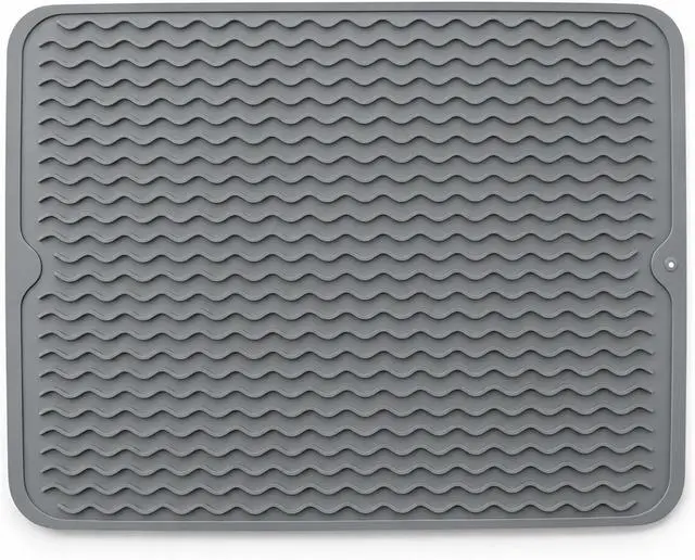 Main image of Silicone Dish Drying Mat 16 x 12 Inch, Non-Slip Heat Resistant Food-Grade Silicone Dish Pad, Easy Clean Multipurpose Sink Mat & Counter Protector, Dark Gray