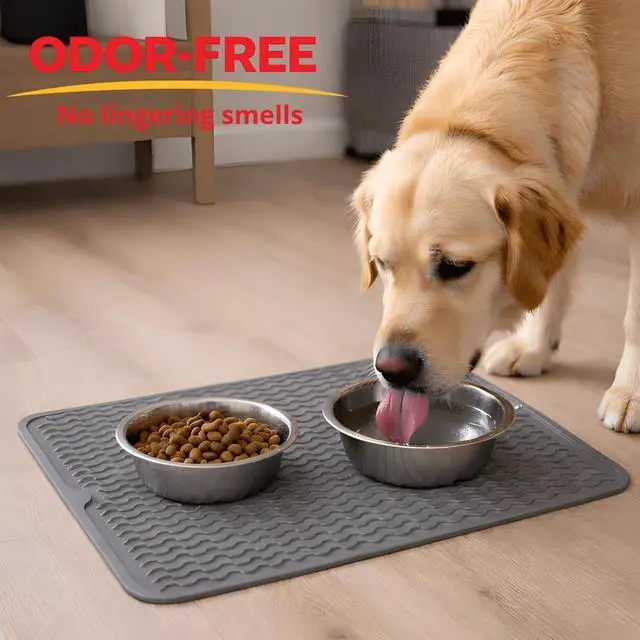 Alt view image 3 of 7 - Silicone Dish Drying Mat 16 x 12 Inch, Non-Slip Heat Resistant Food-Grade Silicone Dish Pad, Easy Clean Multipurpose Sink Mat & Counter Protector, Dark Gray