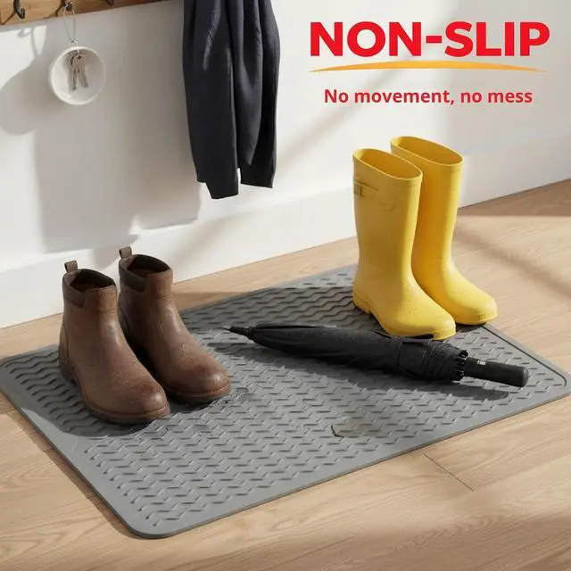 Alt view image 4 of 7 - Silicone Dish Drying Mat 16 x 12 Inch, Non-Slip Heat Resistant Food-Grade Silicone Dish Pad, Easy Clean Multipurpose Sink Mat & Counter Protector, Dark Gray