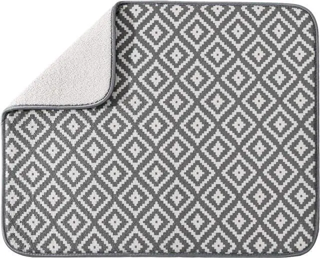 Main image of SUBEKYU Microfiber Dish Drying Mat for Kitchen Counter, Absorbent Dishes Drainer/Rack Pad for Countertop, 19.2 by 15.8 Inches (Rhombus), Grey, 1 Pack