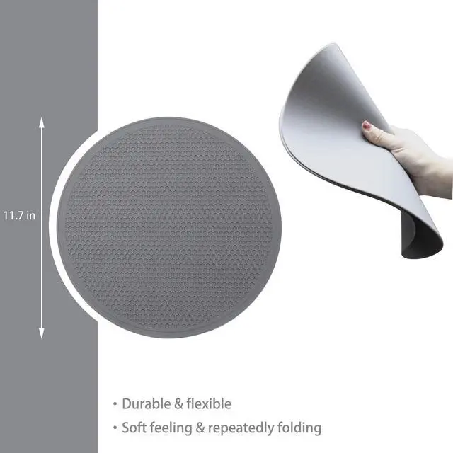 Alt view image 2 of 7 - Tongjude Silicone Microwave Mat - 11.7" x 11.7" - Non-Slip Silicone Trivet, Hot Pot Holder, Jar Opener, Dishwasher Safe