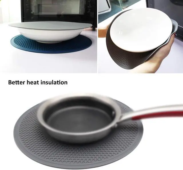 Alt view image 3 of 7 - Tongjude Silicone Microwave Mat - 11.7" x 11.7" - Non-Slip Silicone Trivet, Hot Pot Holder, Jar Opener, Dishwasher Safe