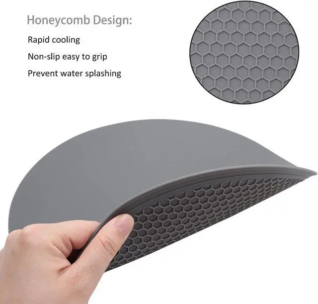 Alt view image 4 of 7 - Tongjude Silicone Microwave Mat - 11.7" x 11.7" - Non-Slip Silicone Trivet, Hot Pot Holder, Jar Opener, Dishwasher Safe