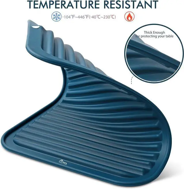 Alt view image 3 of 7 - HOTEC BPA Free Silicone Trivets for Hot pots and Pans, 446 Heat Resistant for Kitchen Counter Dish Drying Mat, Set of 2 Classic Blue