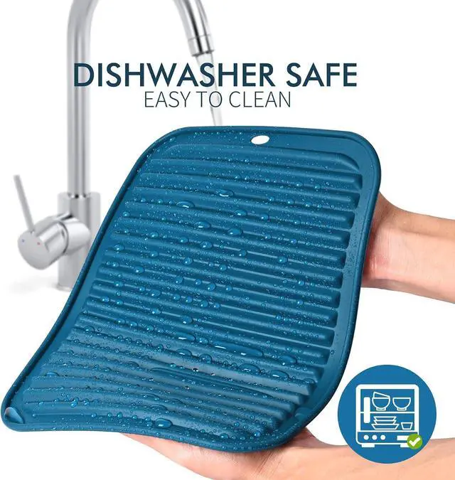 Alt view image 4 of 7 - HOTEC BPA Free Silicone Trivets for Hot pots and Pans, 446 Heat Resistant for Kitchen Counter Dish Drying Mat, Set of 2 Classic Blue
