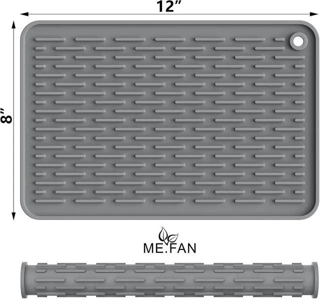 Alt view image 2 of 7 - ME.FAN Silicone Dish Drying Mat for Kitchen Counter, Dish Drying Pad for Sink, Refrigerator or Drawer, Countertop Protection Pad S - 12'' x 8'' - Grey