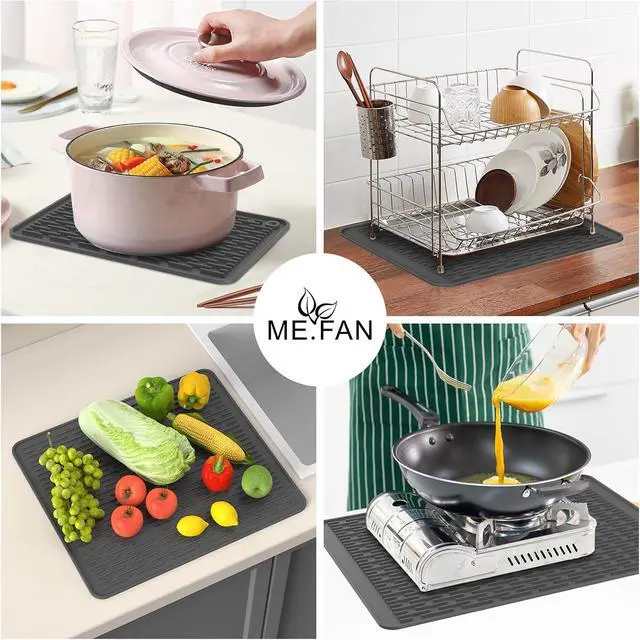 Alt view image 7 of 7 - ME.FAN Silicone Dish Drying Mat for Kitchen Counter, Dish Drying Pad for Sink, Refrigerator or Drawer, Countertop Protection Pad S - 12'' x 8'' - Grey